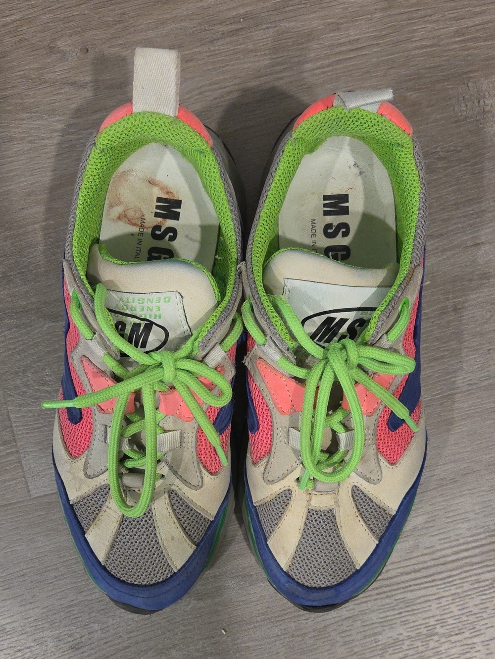 MSGM Kids Neon Green, Pink & Blue Sneakers